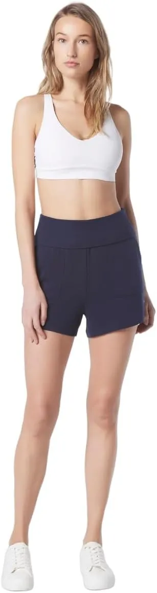 Andrew Marc Women's Mid Thigh Length Relaxed Fit Standard Rise Fold-Over Waistband Lounge Short