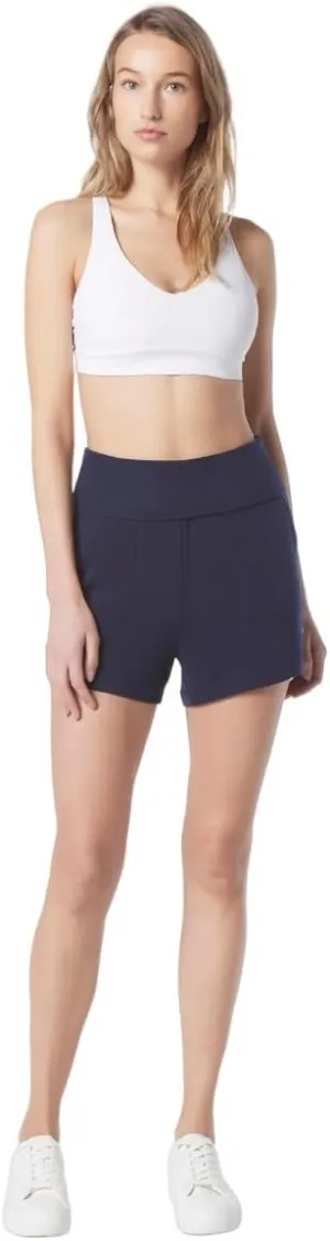 Andrew Marc Women's Mid Thigh Length Relaxed Fit Standard Rise Fold-Over Waistband Lounge Short