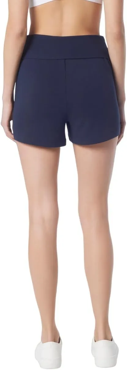 Andrew Marc Women's Mid Thigh Length Relaxed Fit Standard Rise Fold-Over Waistband Lounge Short