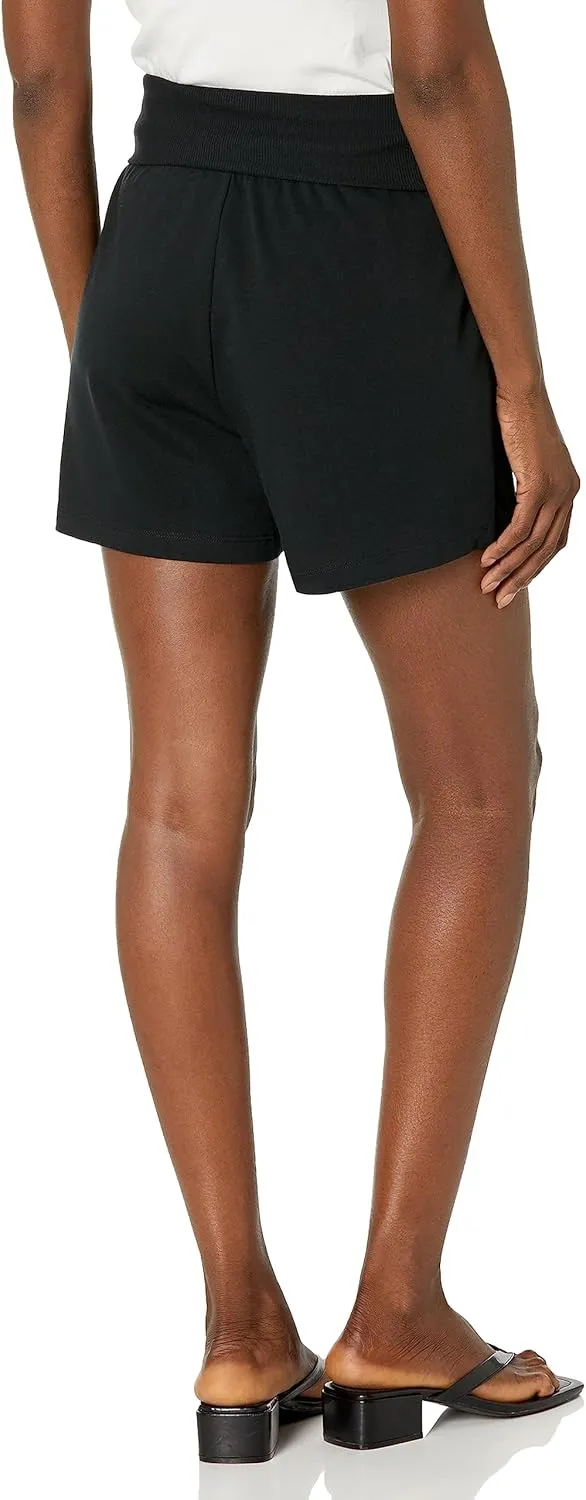Andrew Marc Women's Mid Thigh Length Relaxed Fit Standard Rise Fold-Over Waistband Lounge Short