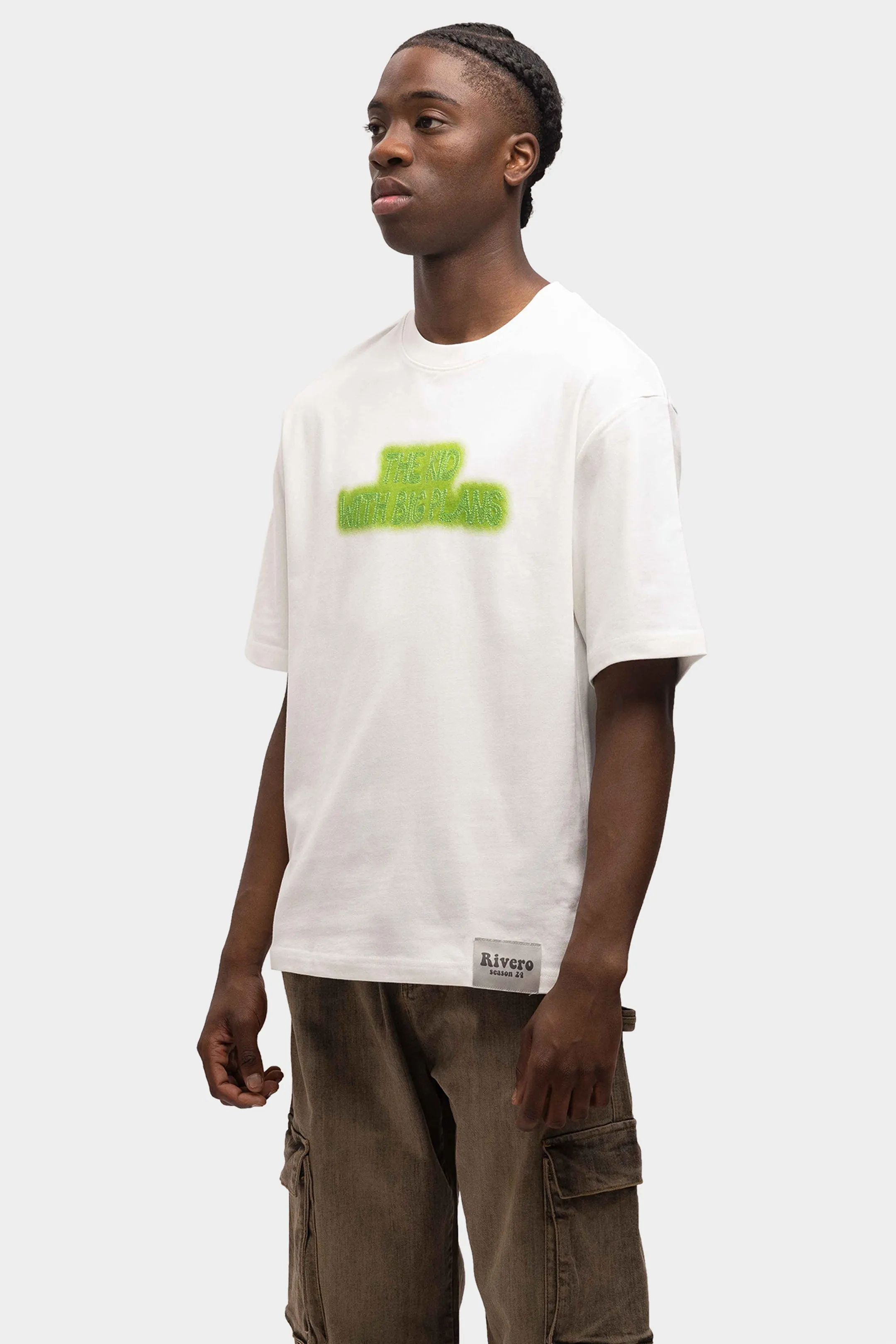 BIG PLANS SPRAYED OVERSIZED T-SHIRT WHITE