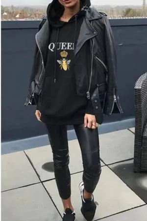 Black Queen B Oversized Hoodie