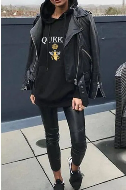 Black Queen B Oversized Hoodie