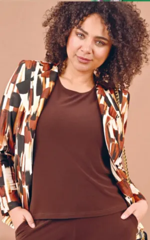 Brown Printed Jacket - Georgedé
