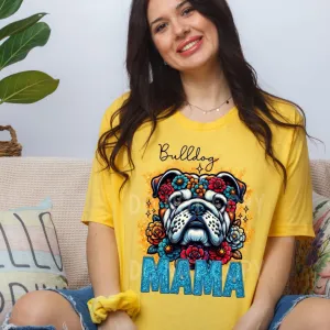 Bull Dog Mama Faux Glitter Tee