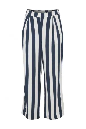 Catarina Wide Striped Cropped Trousers - Total Eclipse