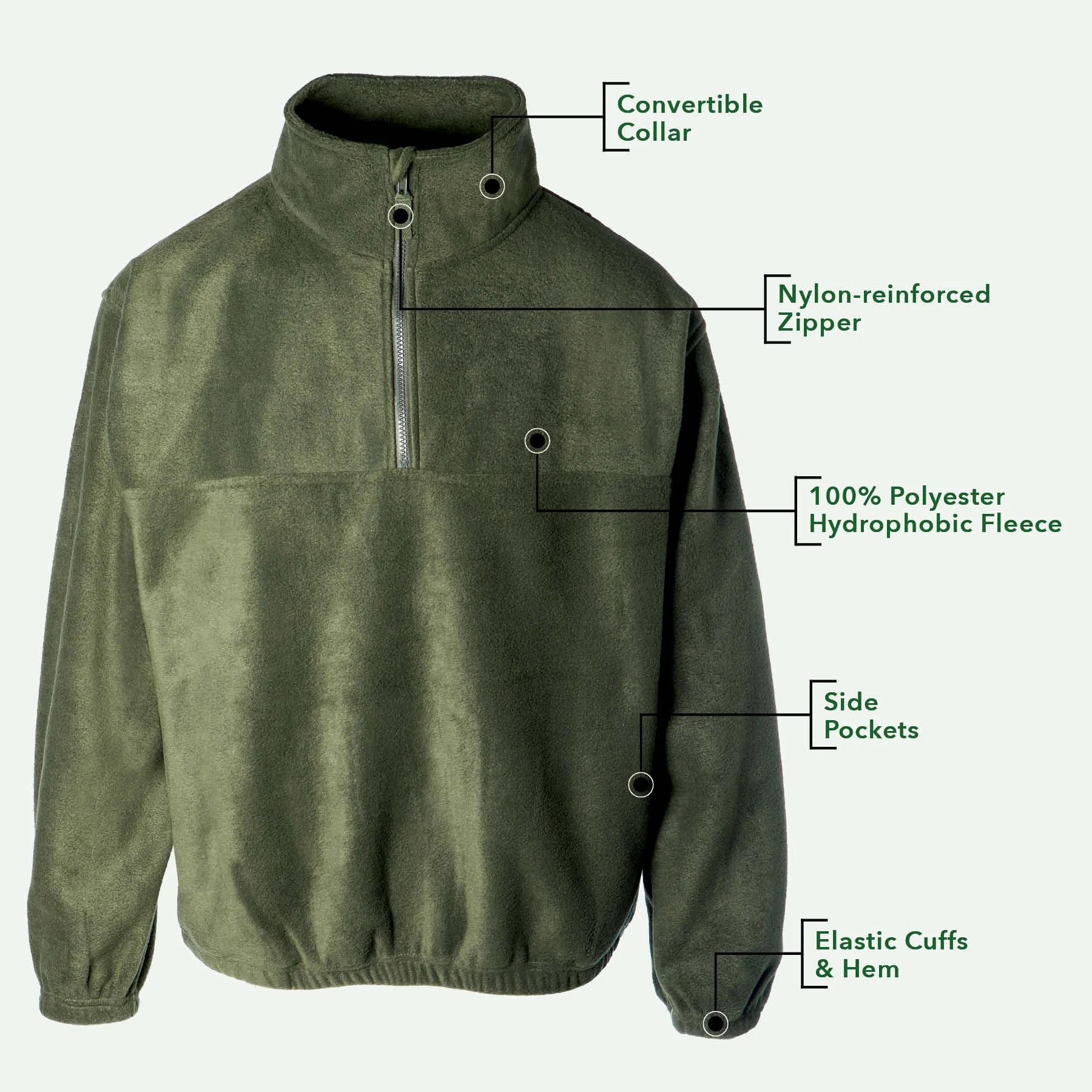 Celtic Cross Embroidered Personalized Fleece 1/4 Zip- Green