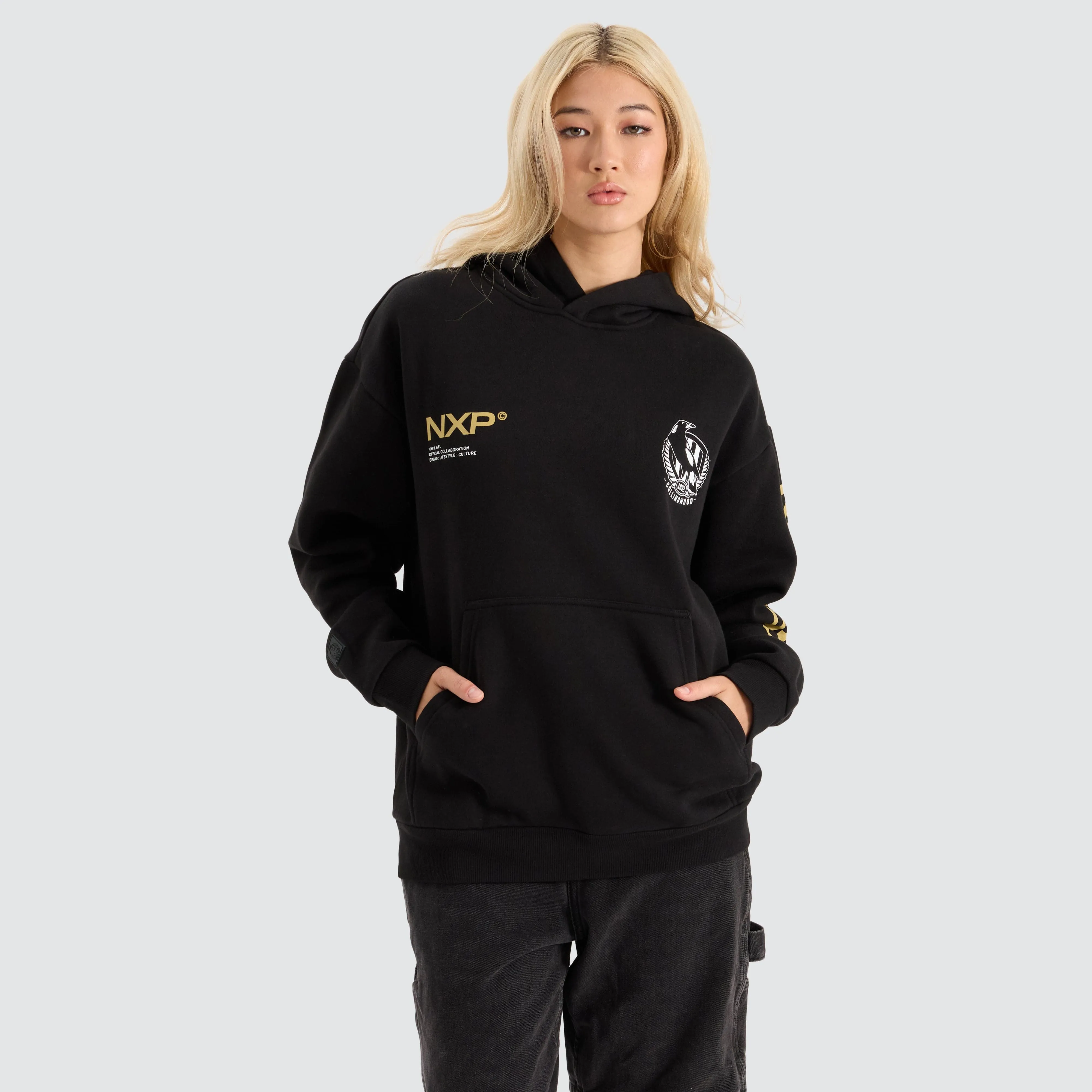 Collingwood Magpies AFL Relaxed Hoodie Jet Black