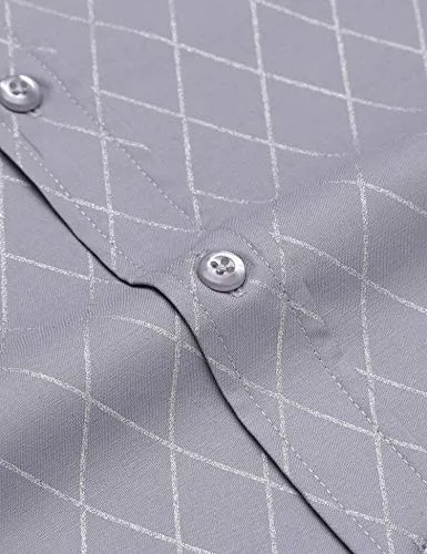 COOFANDY Mens Shirt Business Dress Slim Fit Casual Button Down Light Grey