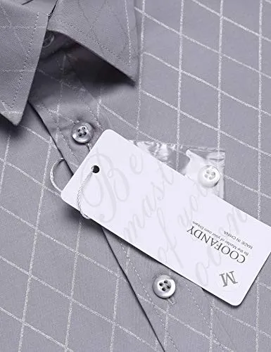 COOFANDY Mens Shirt Business Dress Slim Fit Casual Button Down Light Grey