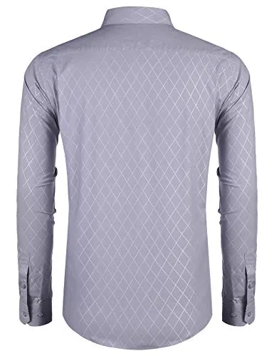 COOFANDY Mens Shirt Business Dress Slim Fit Casual Button Down Light Grey