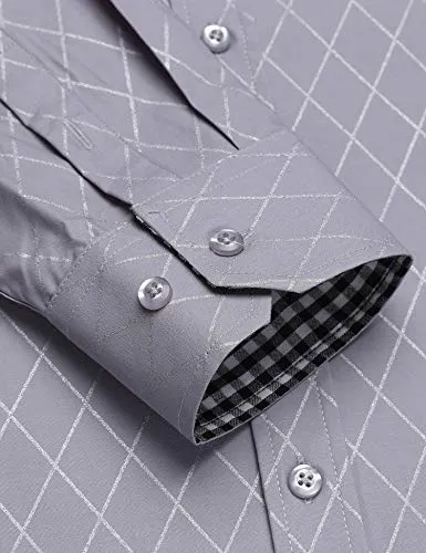 COOFANDY Mens Shirt Business Dress Slim Fit Casual Button Down Light Grey
