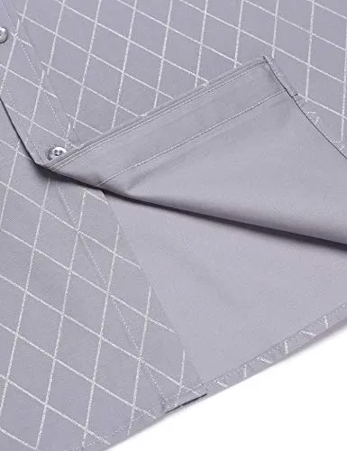 COOFANDY Mens Shirt Business Dress Slim Fit Casual Button Down Light Grey