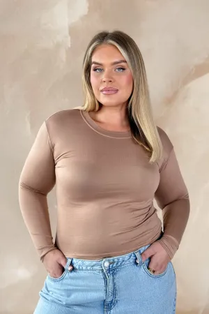 Curve long sleeve layering basic in camel