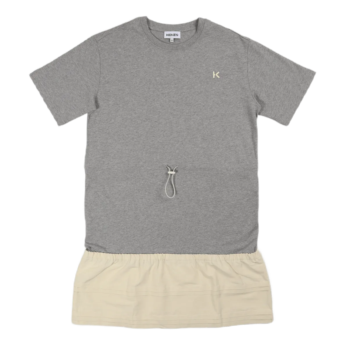 Dual Material T-shirt Dress Pearl Grey