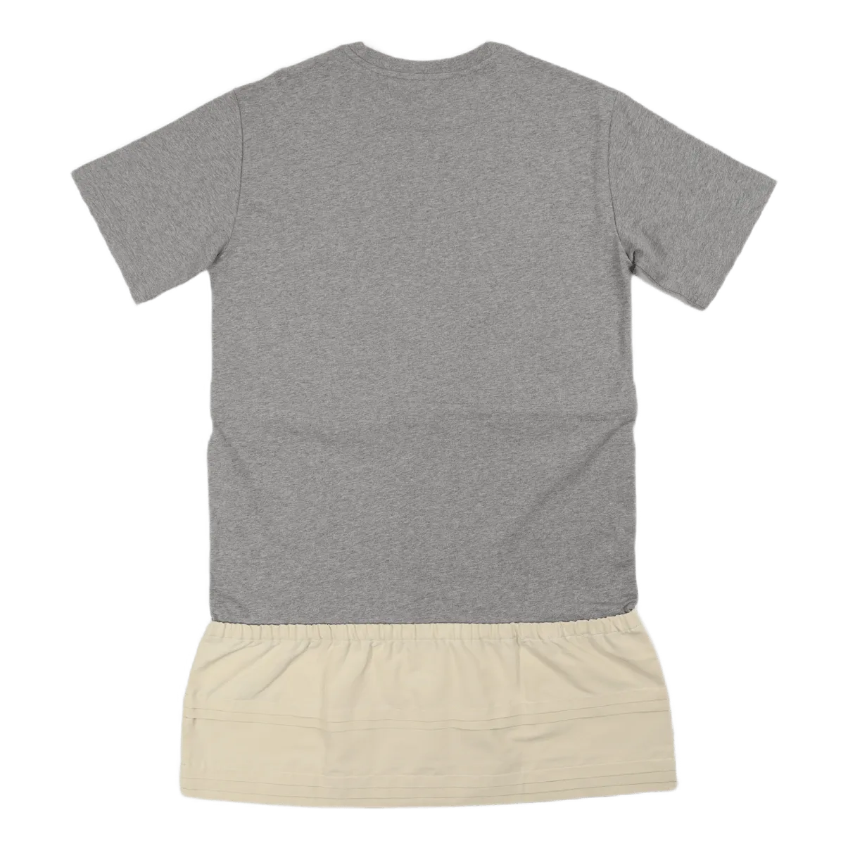 Dual Material T-shirt Dress Pearl Grey