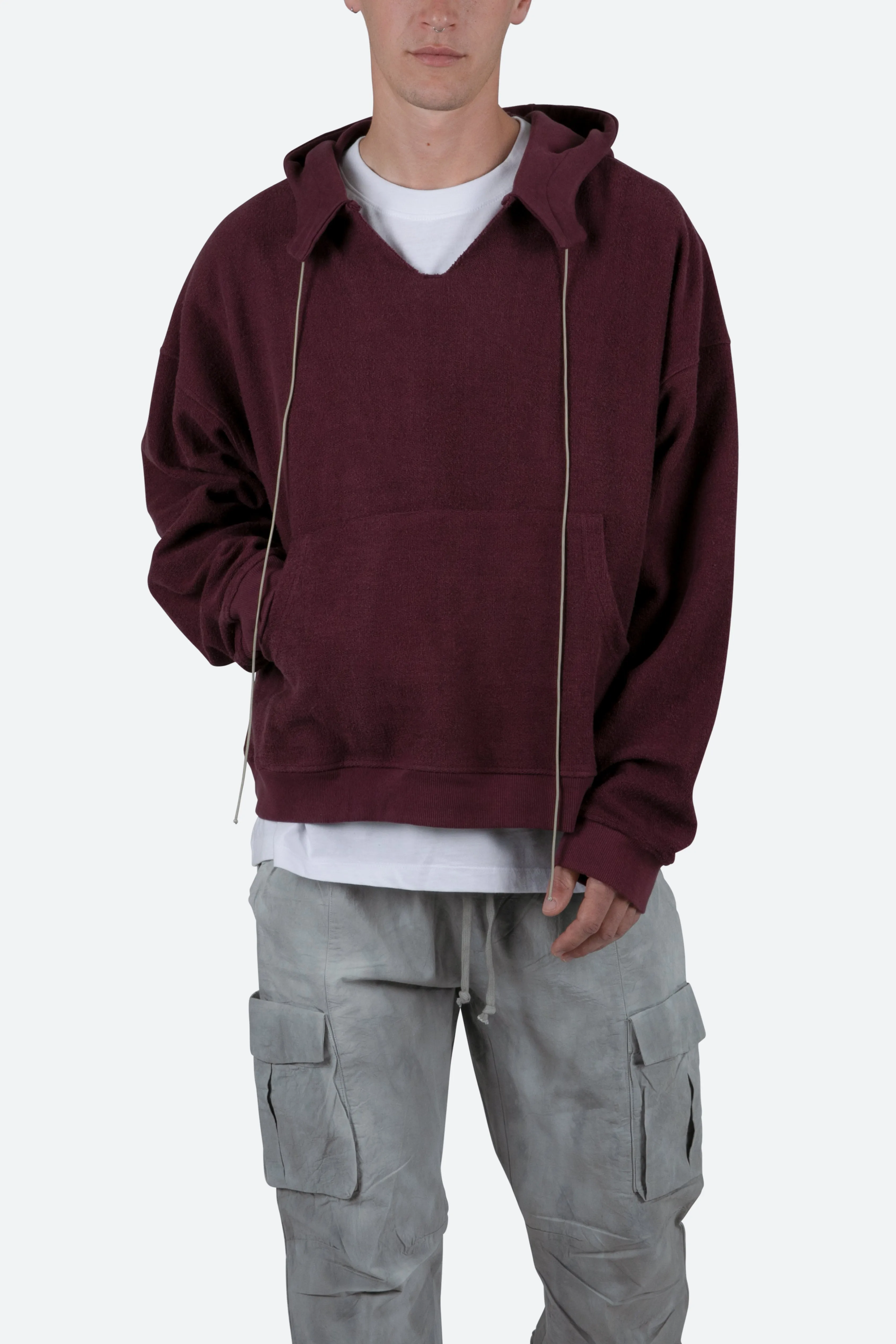 Extended Drawcord Hoodie - Burgundy