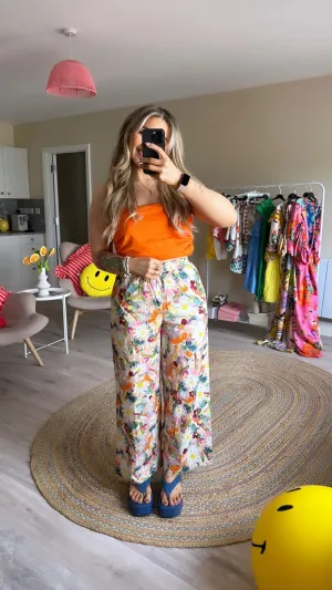 Floral Print Elasticated Waist Trousers