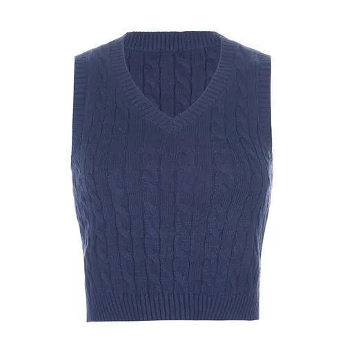Forever Trendy V-Neck Cable Knit Sweater Vest