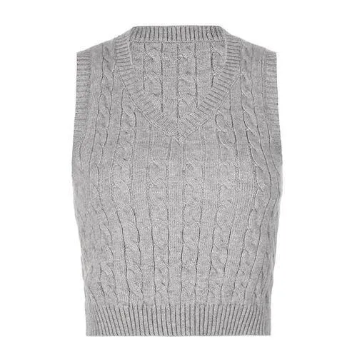 Forever Trendy V-Neck Cable Knit Sweater Vest