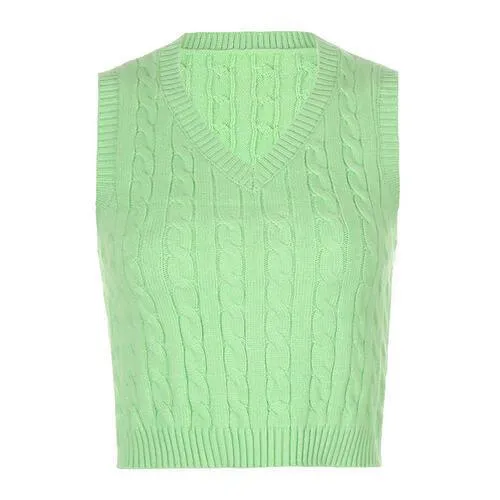 Forever Trendy V-Neck Cable Knit Sweater Vest