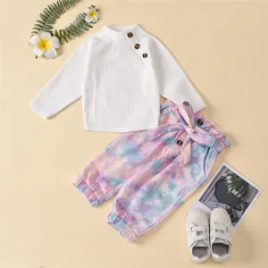Girls Button Long Sleeve Top  & Tie Dye Trousers Baby Girl Wholesale