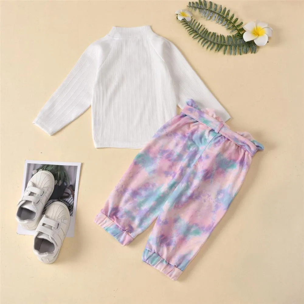 Girls Button Long Sleeve Top  & Tie Dye Trousers Baby Girl Wholesale