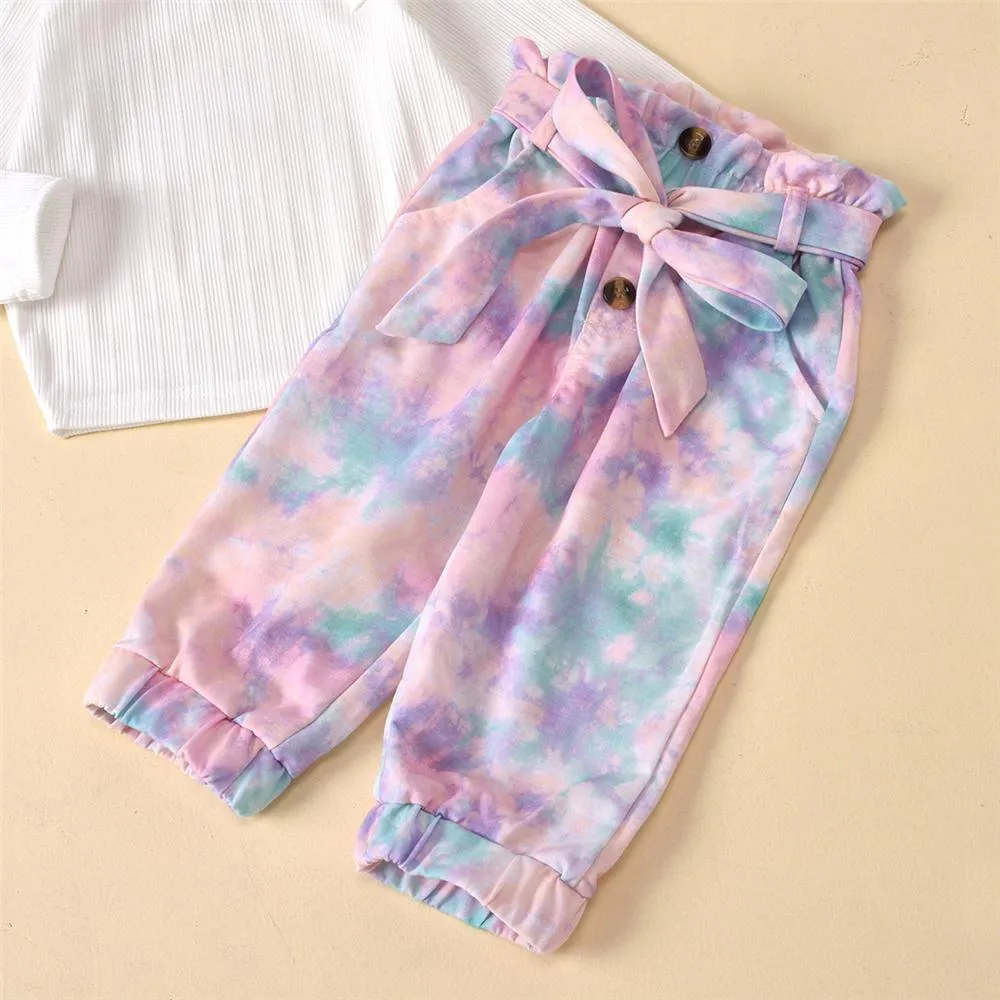 Girls Button Long Sleeve Top  & Tie Dye Trousers Baby Girl Wholesale