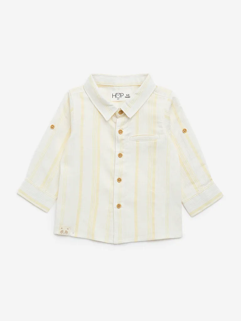 HOP Baby Off-White Striped Cotton Shirt