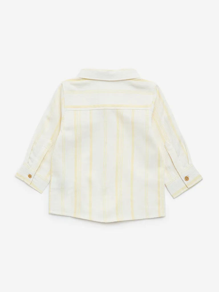 HOP Baby Off-White Striped Cotton Shirt