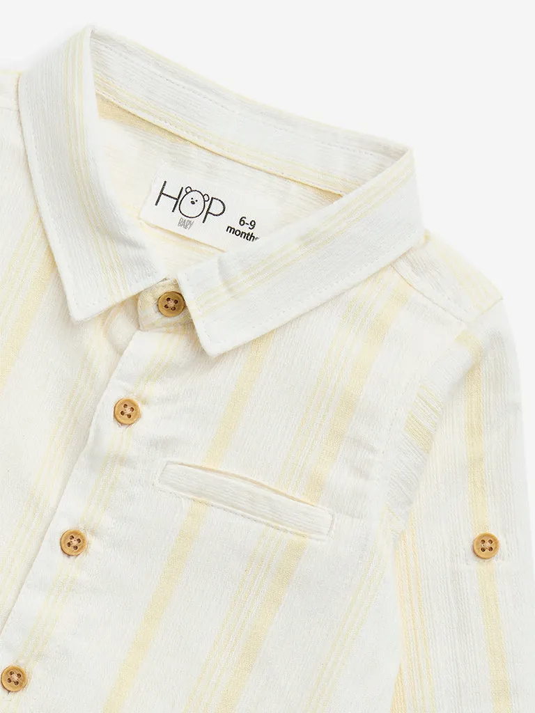 HOP Baby Off-White Striped Cotton Shirt