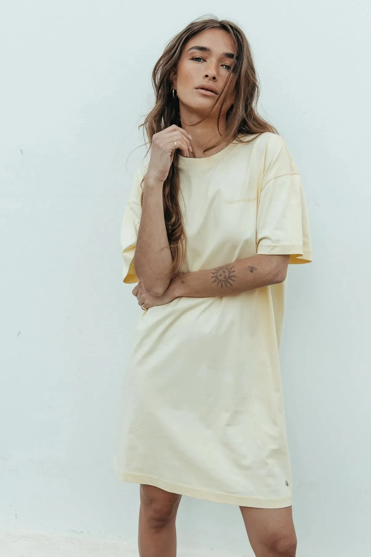 Island Muse tee dress - soft yellow