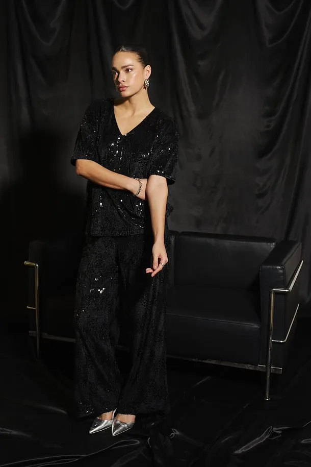 Kaffe Kanicole Sequin Pants - Black