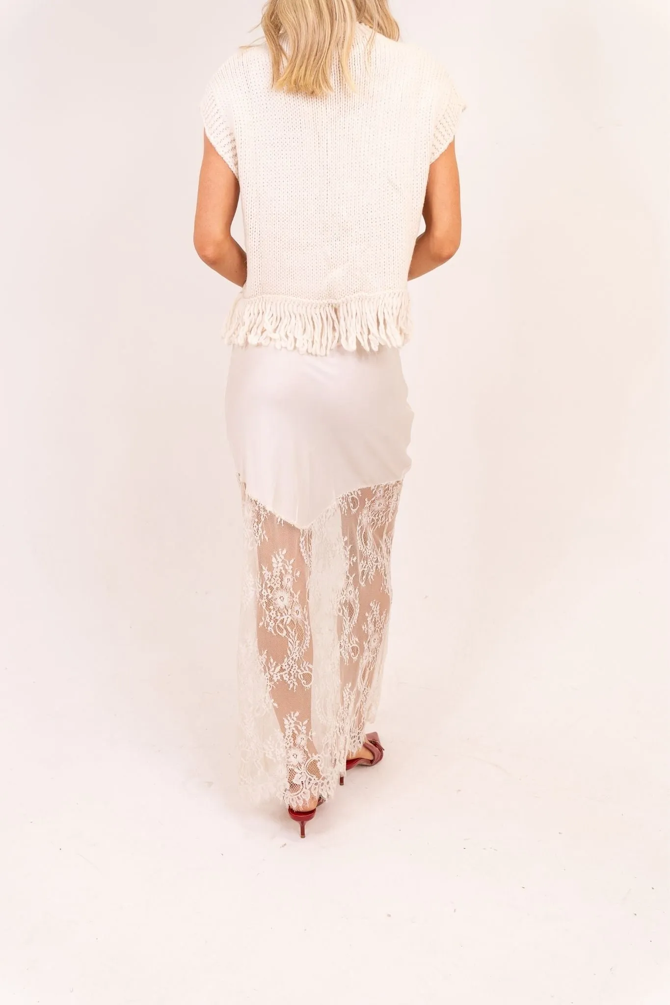 Leah Contrast Skirt In Off White