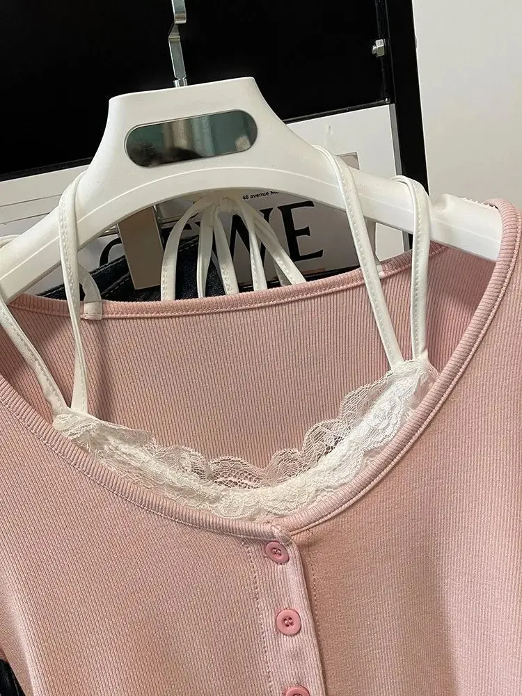 Leike Soft T-Shirt | Modernes, stilvolles Damen-Langarmshirt mit Spitzendetails