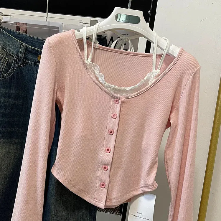 Leike Soft T-Shirt | Modernes, stilvolles Damen-Langarmshirt mit Spitzendetails
