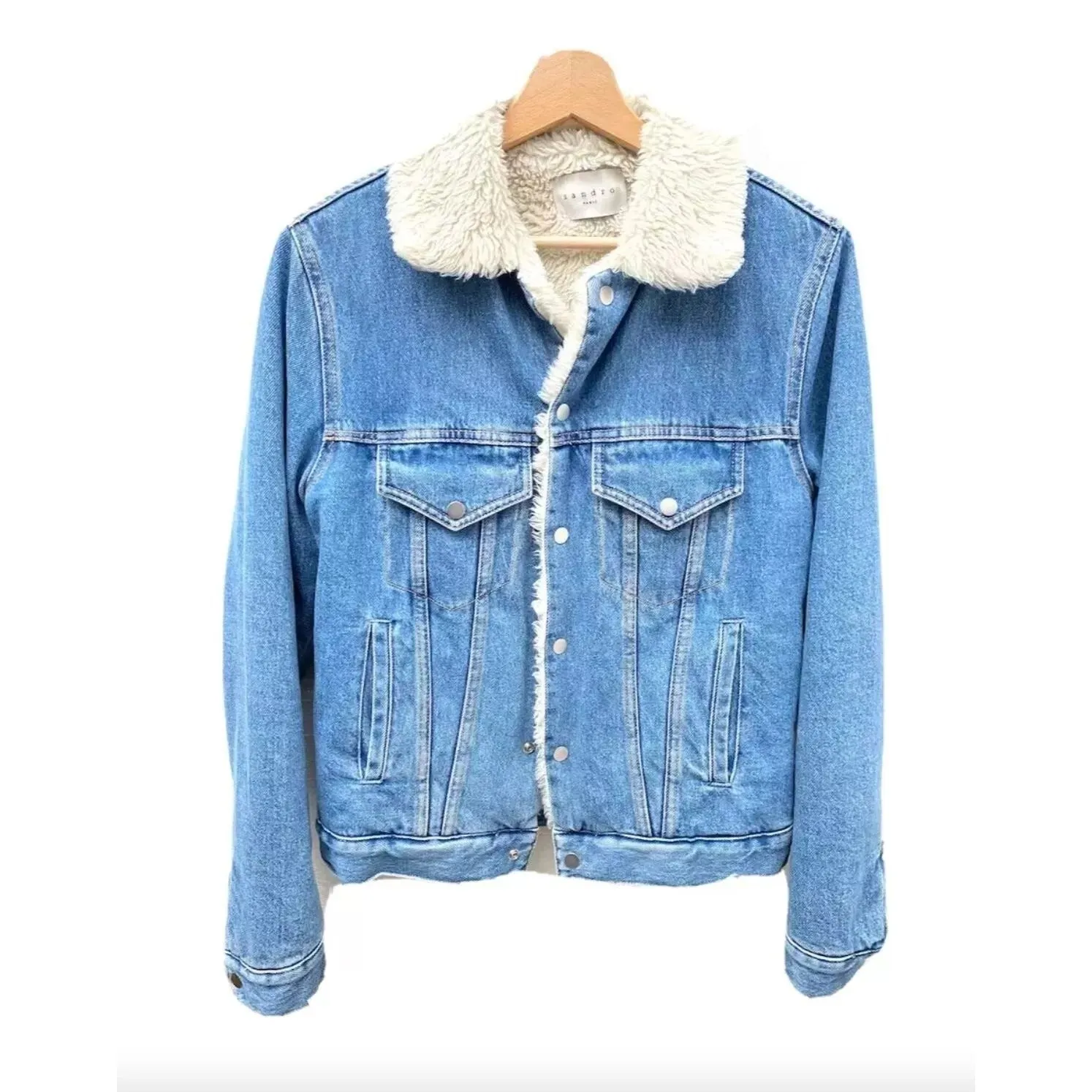 Lightwash Denim shearling jacket Sherpa Lined