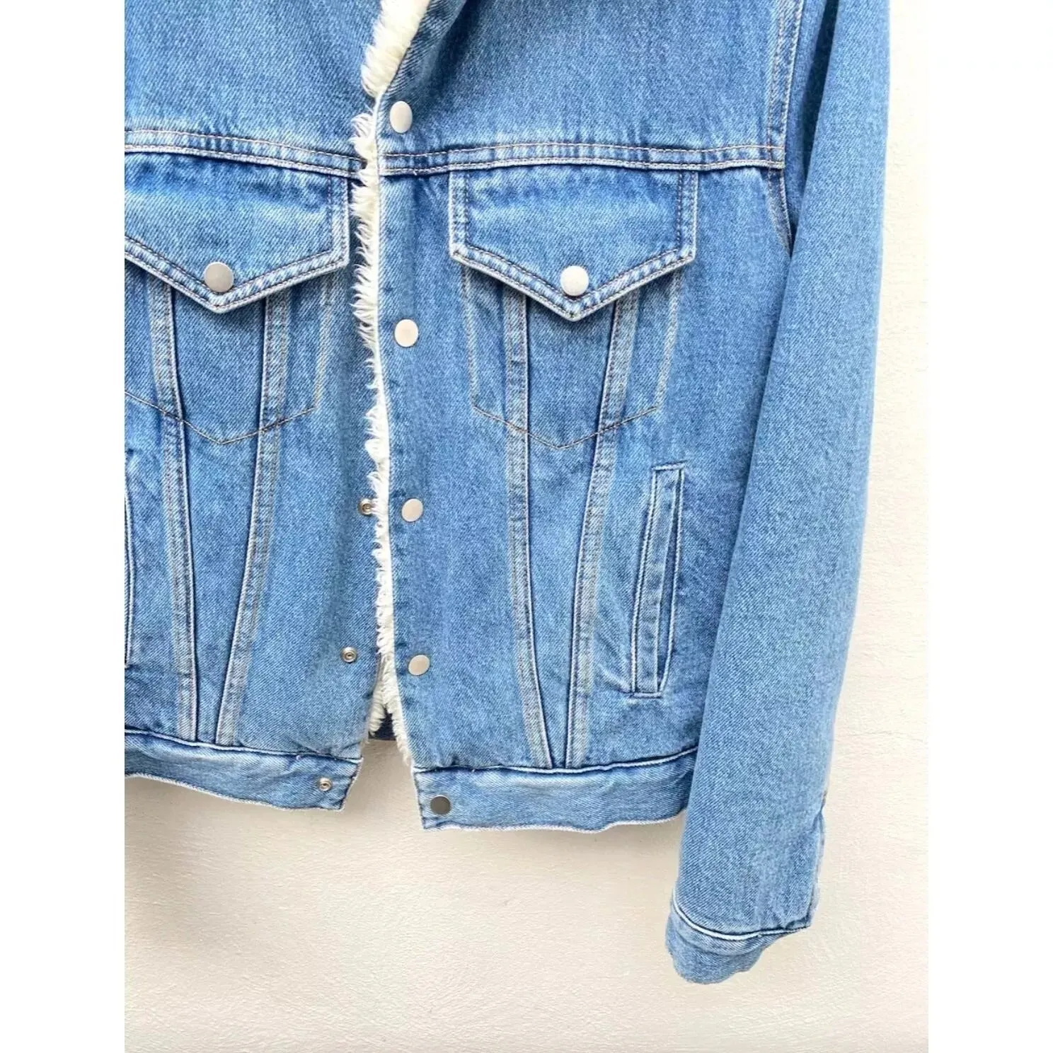 Lightwash Denim shearling jacket Sherpa Lined