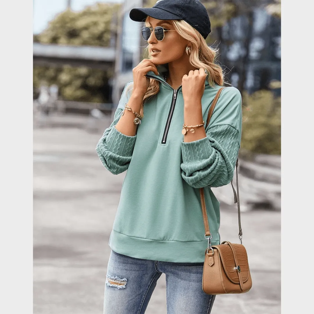 Long Sleeve Half Zip Casual Top