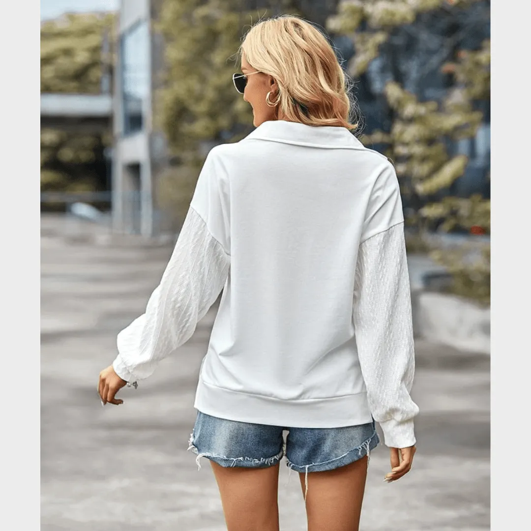 Long Sleeve Half Zip Casual Top