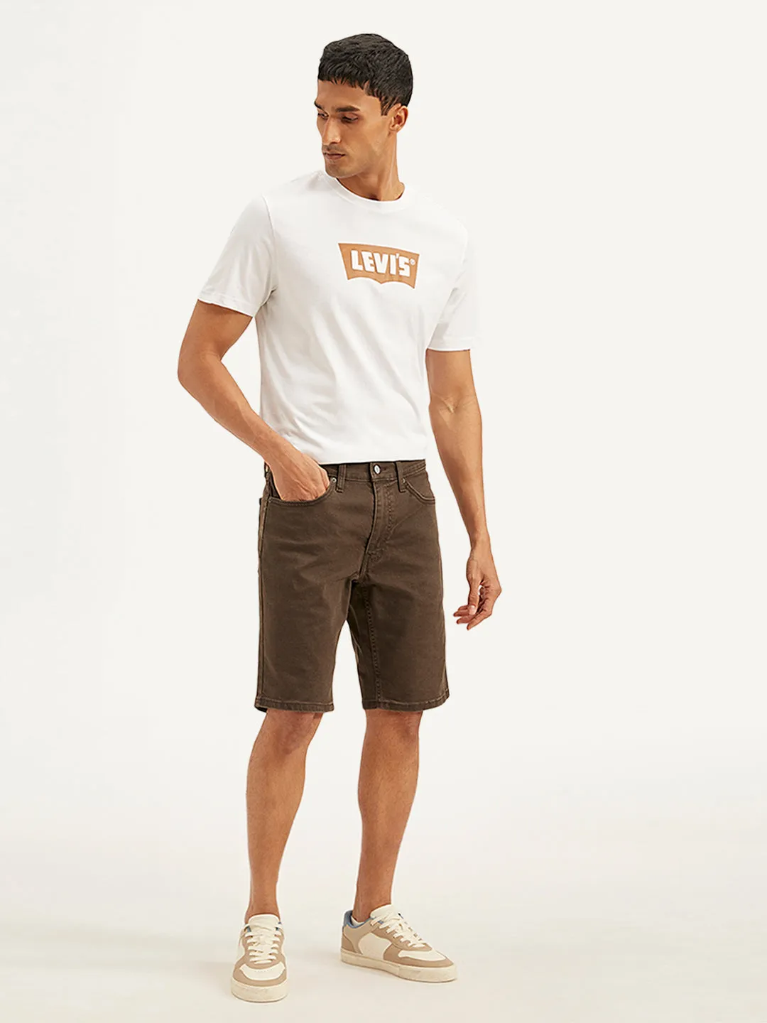 Men's Brown Tapered Shorts