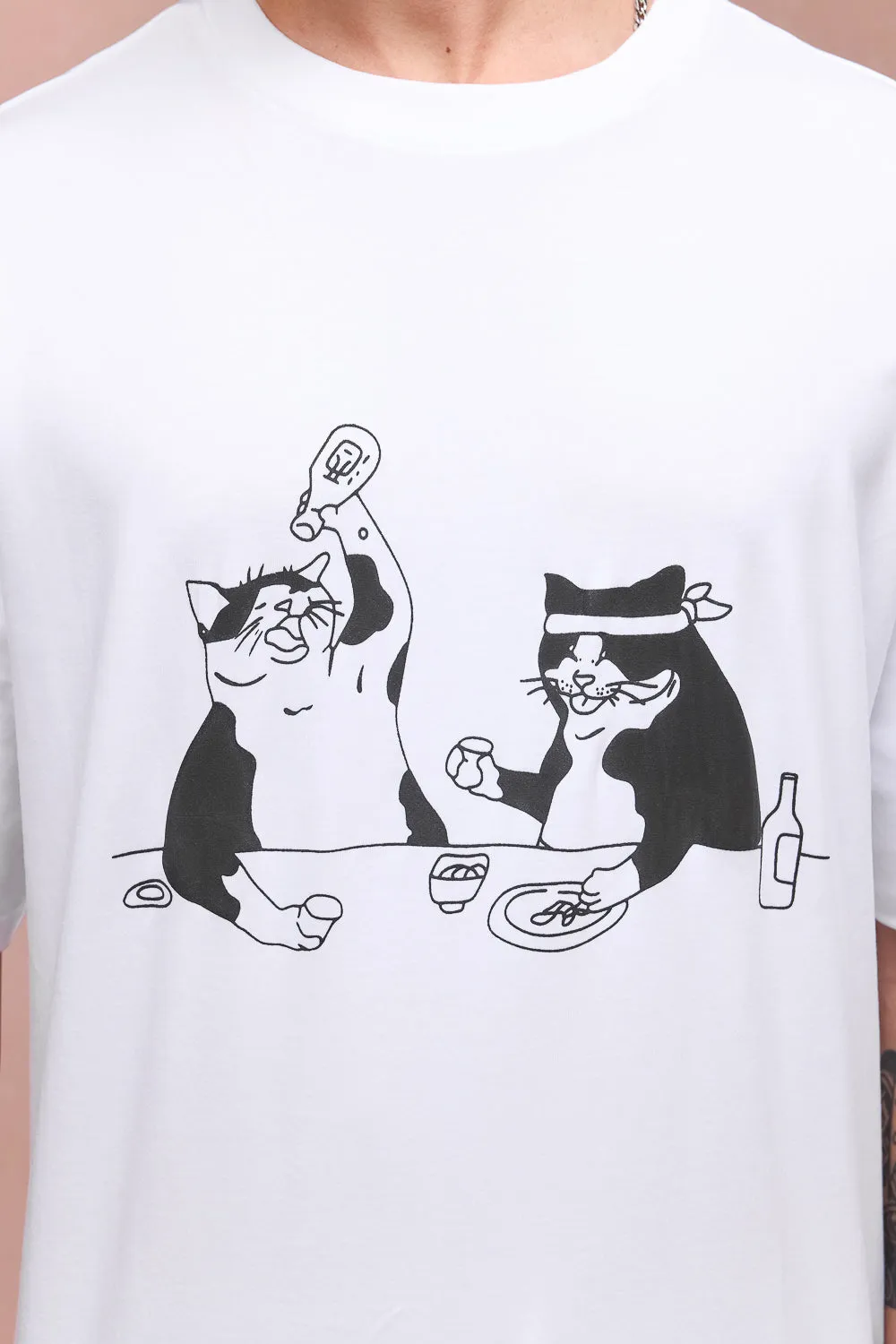 Men's Two Cats Behind Me White T-Shirt