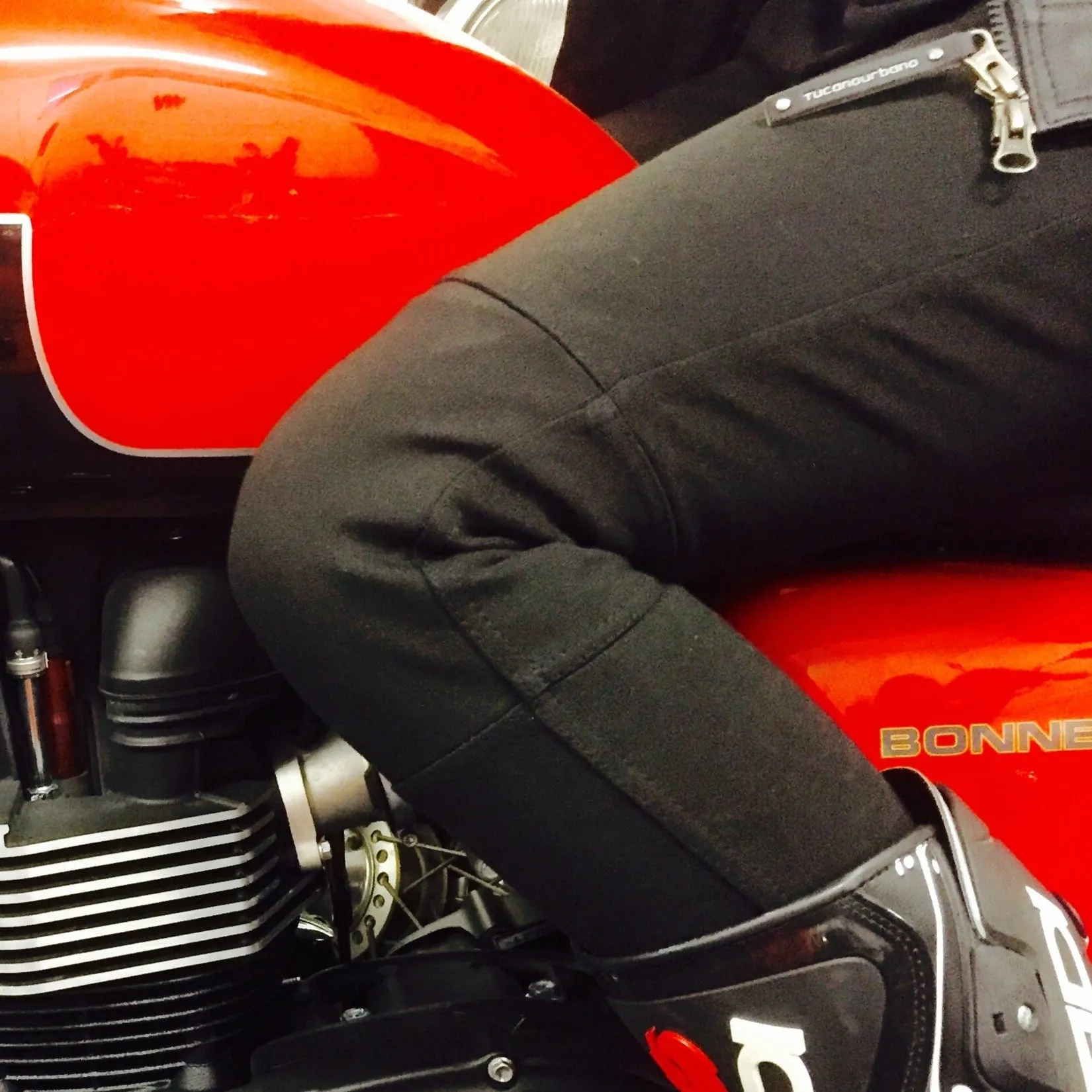 MotoGirl Plain Knee Leggings Black