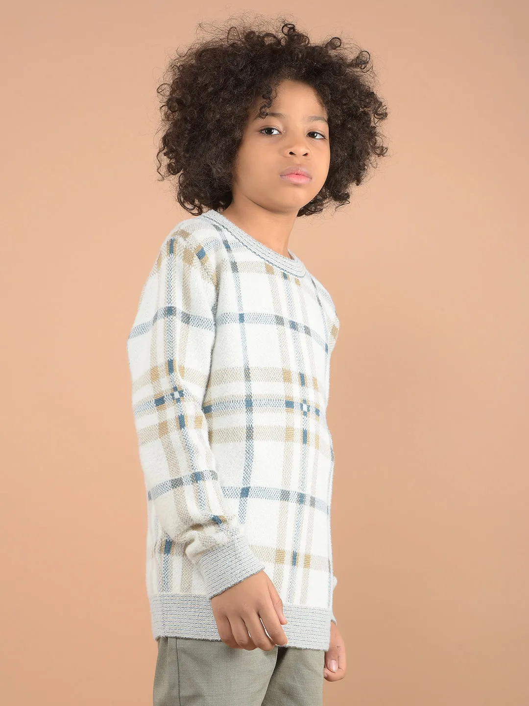 Off White Checked Sweater