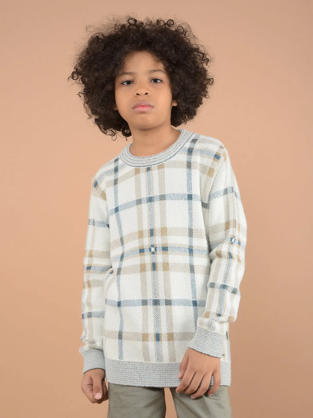 Off White Checked Sweater