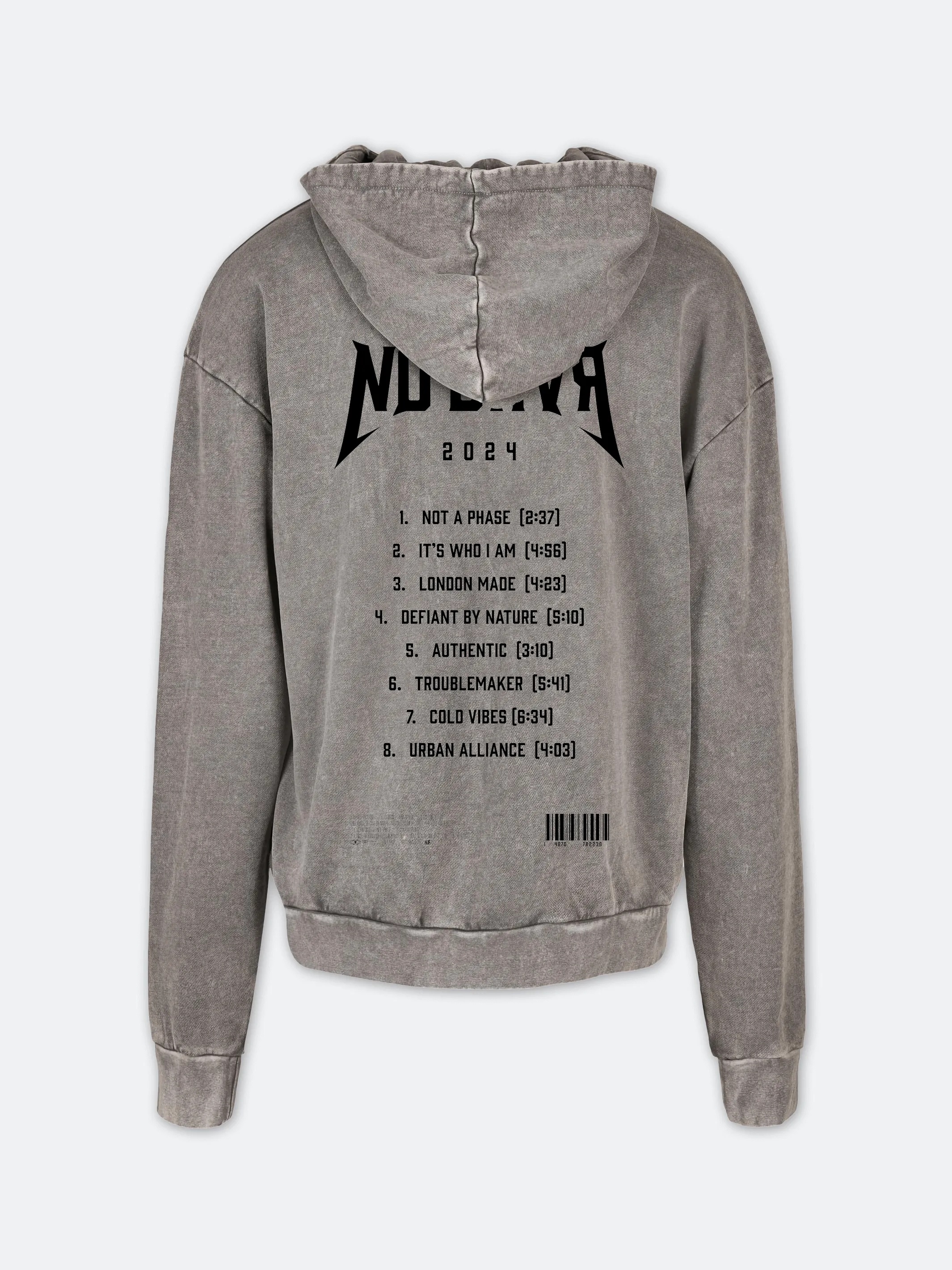 On Tour Acid Wash Black Print Hoodie (Asphalt Grey)