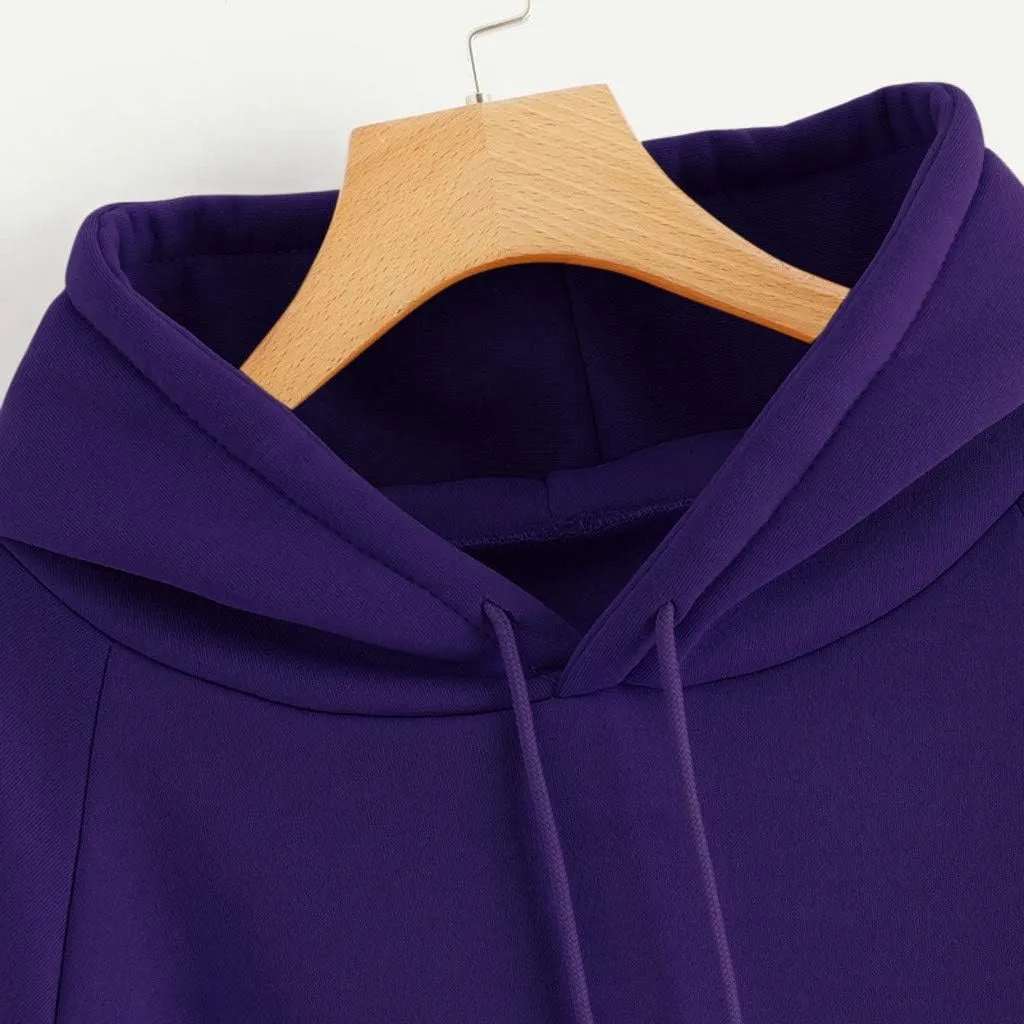 Oversized Sweatshirt Women's Casual Solid Color Hooded Jacket Long Sleeve Pullover Top with Pocket Fleece Hoodies