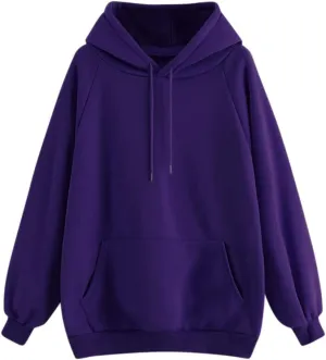 Oversized Sweatshirt Women's Casual Solid Color Hooded Jacket Long Sleeve Pullover Top with Pocket Fleece Hoodies