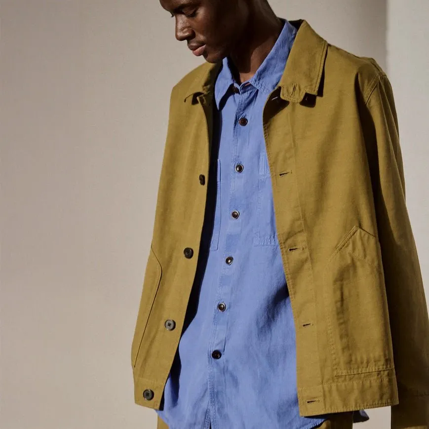 Patch Pocket Organic Cotton Coach Jacket Warm Olive