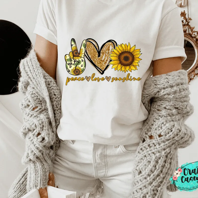 Peace Love Sunflower Retro Tee